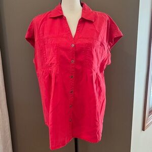 Women's Style & Co. Red Loose Fit Button Down Tunic, Size Large